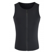 Lovely Casual Zipper Design Black Vest