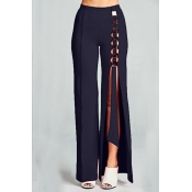 Lovely Trendy Asymmetrical Hollow-out Black Pants