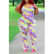 Lovely Casual Printed Multicolor Plus Size One-pie