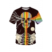 Lovely Trendy Skull Printed Black T-shirt