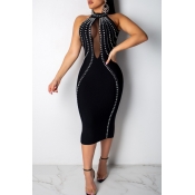 Lovely Elegant Hot Drilling Decorative Black Mid C