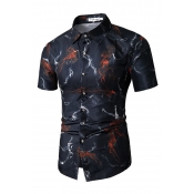 Lovely Casual Turndown Collar Printed Black Shirt