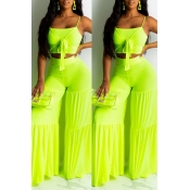 Lovely Casual Sleeveless Patchwork Loose Green Two