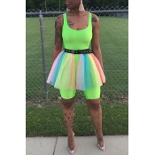 Lovely Trendy Patchwork Multicolor Romper