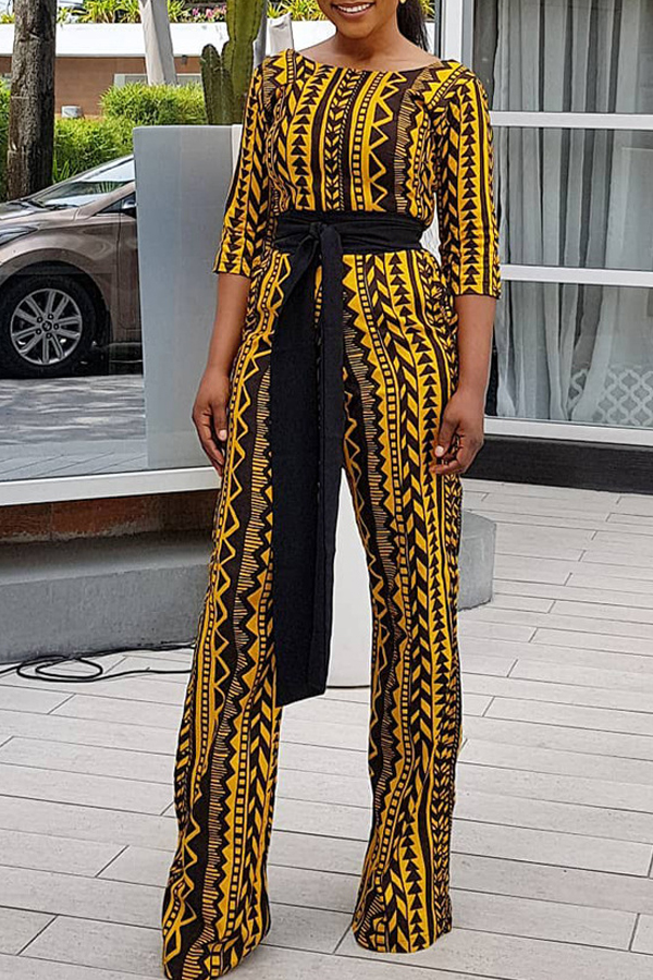 

Lovely Trendy Printed Yellow One-piece Jumpsuit
