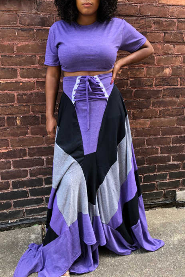 patchwork pants two piece outfits