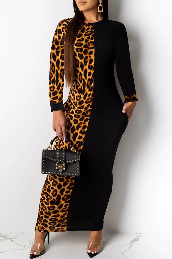 

Lovely Casual Leopard Printed Brown Ankle Length Dress