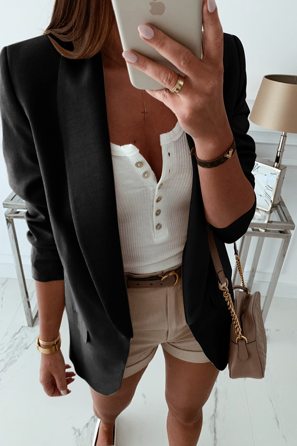 

Lovely Casual Lapel Black Coat