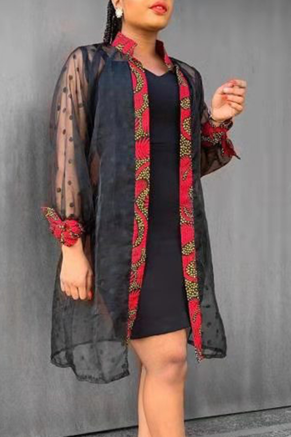 

Lovely Casual Mandarin Collar Patchwork Multicolor Coat, Multi