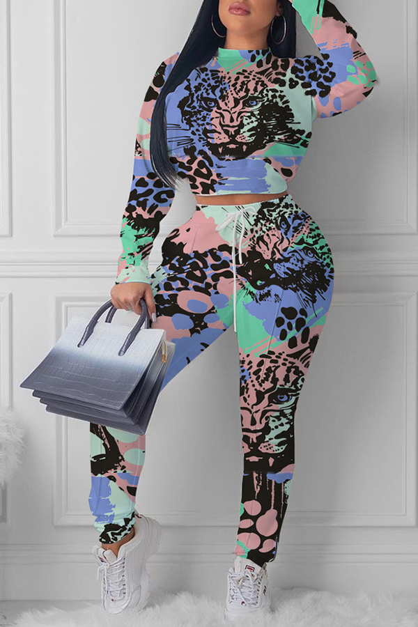 

Lovely Casual Printed Deep Blue Two-piece Pants Set