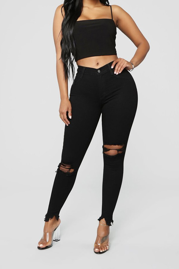 black pants with holes