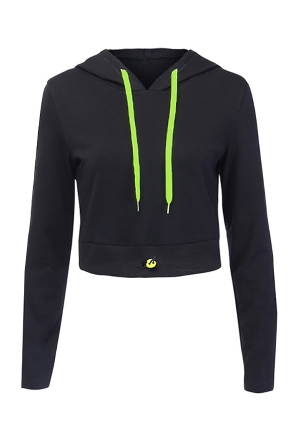 

Lovely Trendy Hooded Collar Black Hoodie