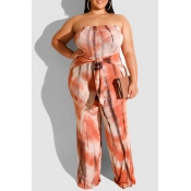 Lovely Casual Off The Shoulder Orange Plus Size On