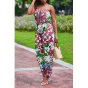 Lovely Trendy Deep V Neck Printed Multicolor One-p