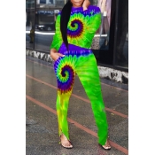 Lovely Trendy Printed Green Two-piece Pants Set