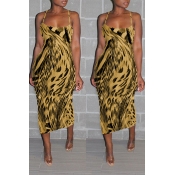 Lovely Casual Printed Multicolor Mid Calf Dress