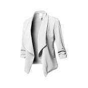 Lovely Trendy Lapel White Coat
