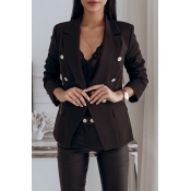 Lovely Trendy Double-breasted Black Coat