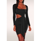 Lovely Chic Hollow-out Black Mini Dress
