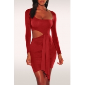 Lovely Chic Hollow-out Bright Red Mini Dress