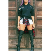 Lovely Leisure Hooded Collar Hollow-out Black Hood