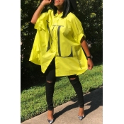 Lovely Casual Turndown Collar Loose Yellow Blouse