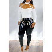 Lovely Chic Hollow-out Black Two-piece Pants Set