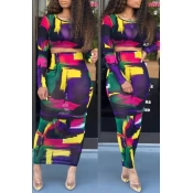 Lovely Sexy Printed Skinny Multicolor Two-piece Sk