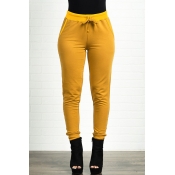 Lovely Work Lace-up Yellow Pants