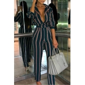 Lovely Work Striped Green One-piece Jumpsuit