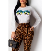 Lovely Casual O Neck Printed White T-shirt