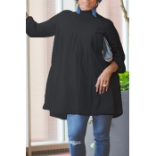 Lovely Work Ruffle Design Black Blouse