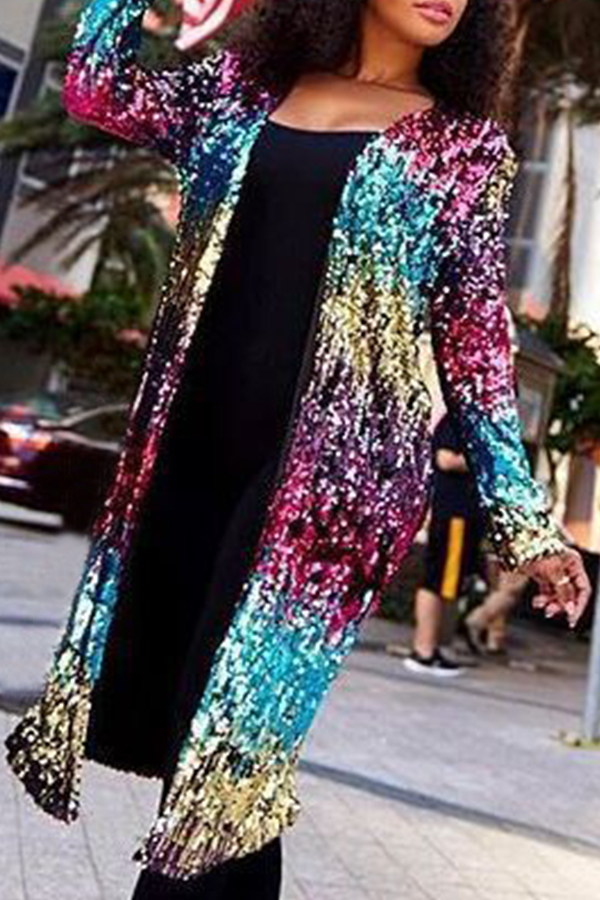 

Lovely Casual Sequined Multicolor Coat, Multi