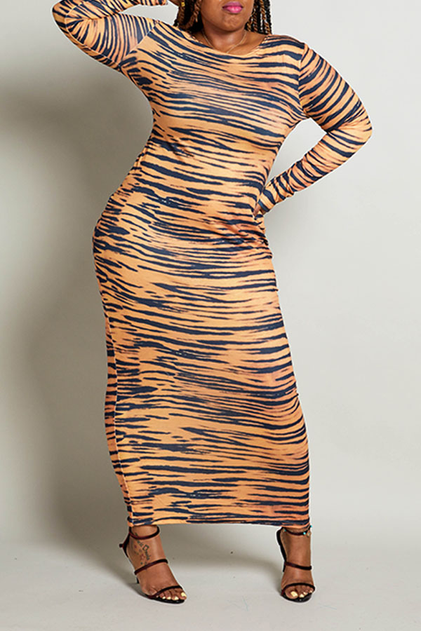 

Lovely Casual Printed Multicolor Ankle Length Plus Size Dress, Multi