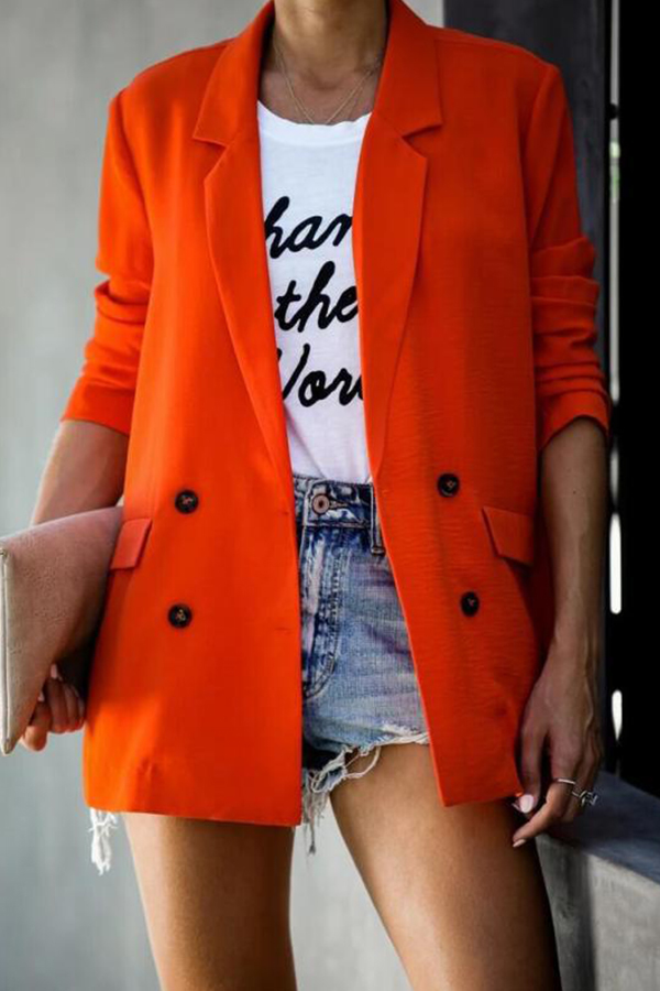 Lovely Casual Double-breasted Jacinth Blazer
