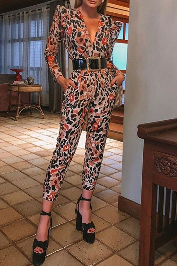 Lovely Sexy Leopard Printed One-piece Jumpsuit