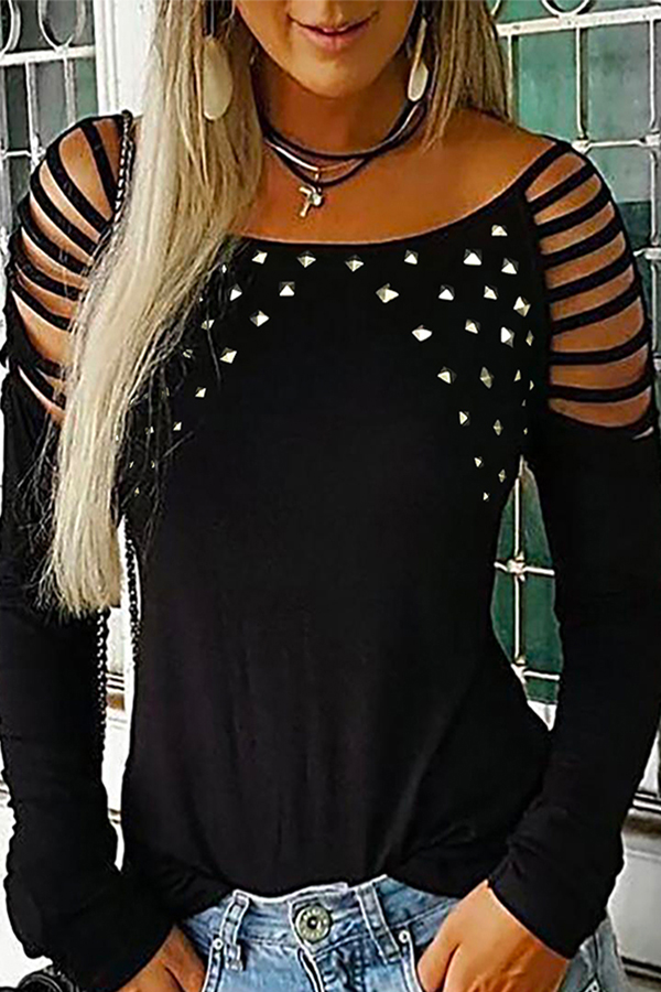 Lovely Work O Neck Black T-shirt