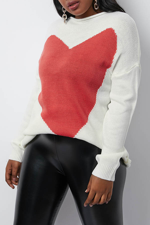 Cheap Sweaters & Cardigans Lovely Trendy Heart White Sweater