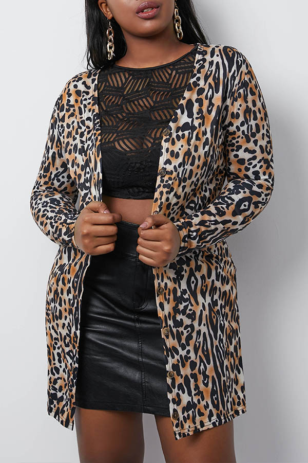 

Lovely Casual Leopard Printed Coat
