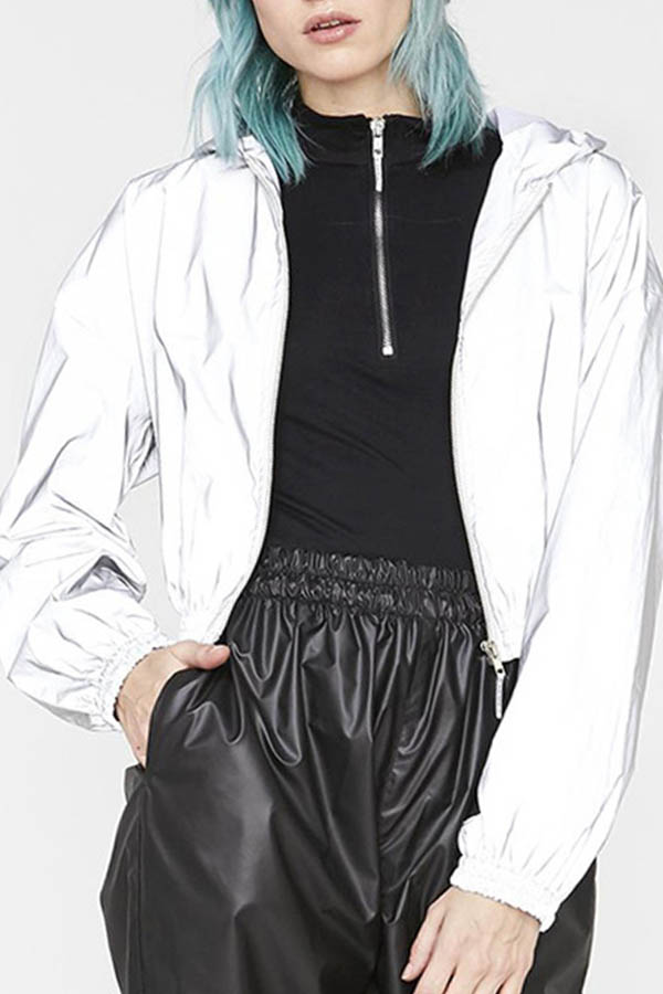 

Lovely Casual Hooded Collar Zipper Design Grey Coat
