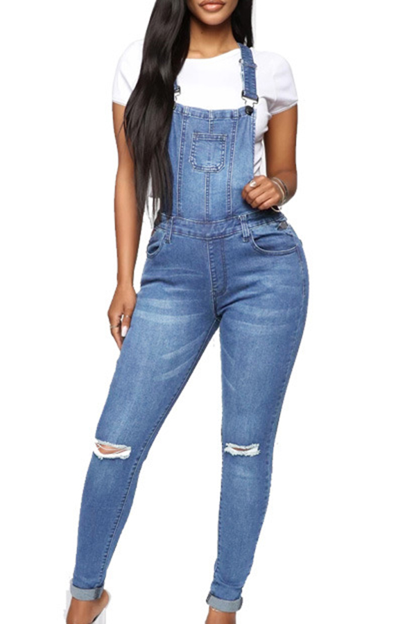 Cheap Jumpsuit Lovely Trendy Backless Baby Blue Denim One-piece Jumpsu