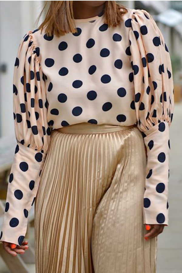 

Lovely Chic Dot Printed Apricot Blouse