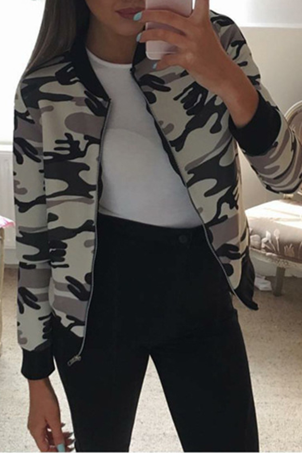 

Lovely Casual Printed White Jacket