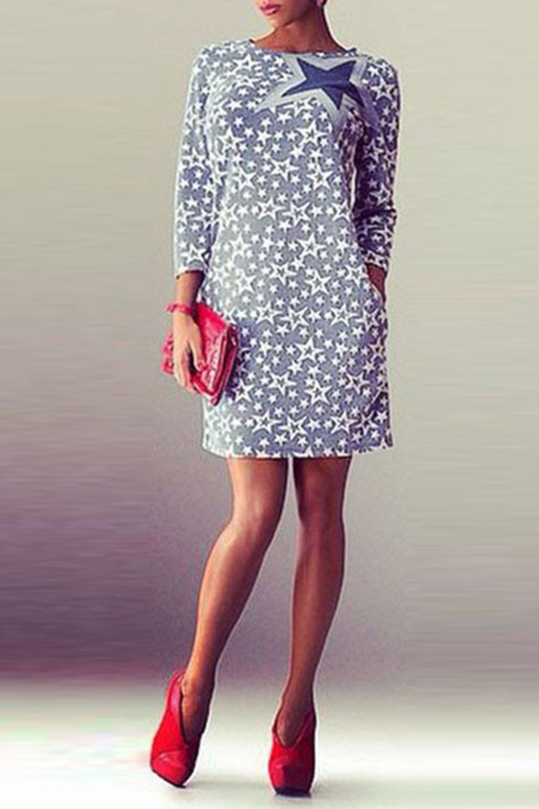 

Lovely Casual Printed Grey Mini Dress
