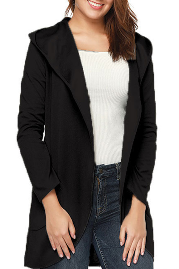 

Lovely Casual Hooded Collar Black Coat