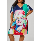 Lovely Casual Girl Printed Multicolor Plus Size Mi