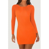 Lovely Casual Skinny Orange Mini Dress