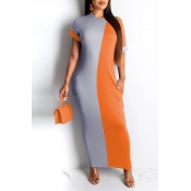 Lovely Casual Patchwork Croci Ankle Length Dress