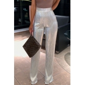 Lovely Trendy Loose Silver Pants