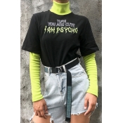 Lovely Casual Letter Printed Black T-shirt